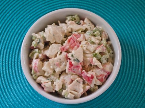 Copycat Golden Corral Crab Salad, Golden Coral Crab Salad, Golden Corral Crab Salad Recipe, Southern Salads, Salad Dressing Mayo, Neptune Salad, Imitated Crab Recipes, Crab Meat Salad Recipe, Crab Pasta Recipes