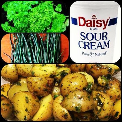 Sour cream and chives potato ala Kenny Rogers Roasters Sour Cream Potatoes, Daisy Sour Cream, Youngest Sister, Kenny Rogers, Potato Side Dishes, Baby Potatoes, Potato Dishes, Cooking Kitchen, Copycat Recipes