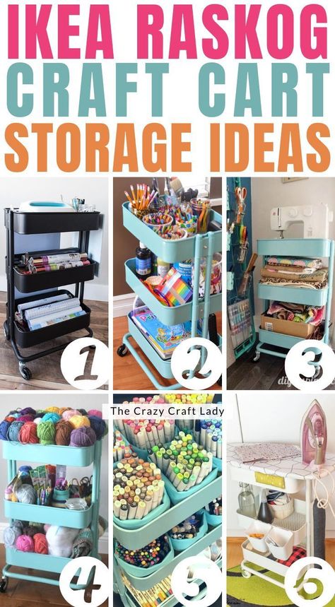 Ikea Raskog Craft Cart Storage Ideas Ikea Rolling Cart Ideas, Craft Cart Ideas, Ikea Raskog Cart Bedroom, Ikea Trolley Craft Storage, Ikea Raskog Cart Craft Storage, Rolling Cart Ikea, Ikea Raskog Trolley, Rolling Craft Cart, Raskog Cart