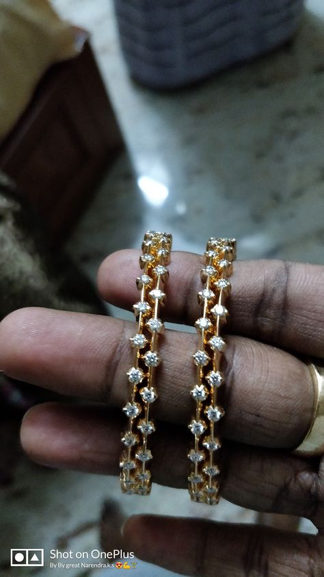 Dimond Bangal, 1gram Gold Jewellery With Price, Stone Bangles, Ruby Bangles, Real Diamond Earrings, Simple Gold Earrings, Delicate Gold Jewelry, Antique Necklaces Design, Gold Jewelry Outfits