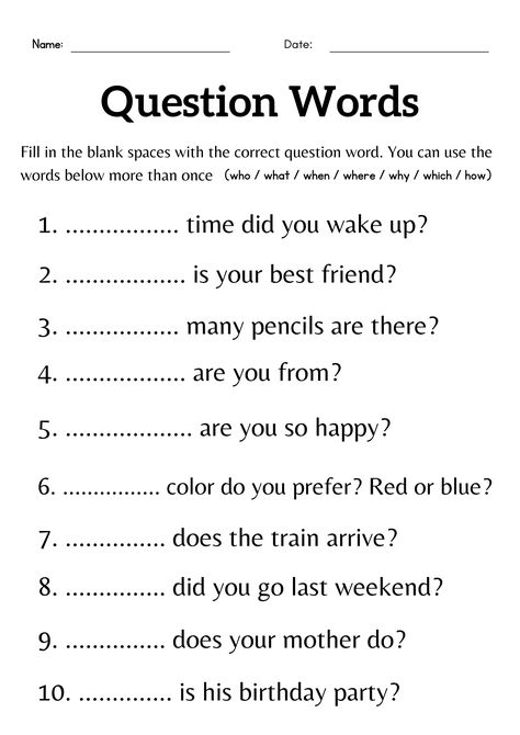 Have Vs Has, Question Words Kindergarten, Wh Words Worksheet, Question Words Worksheet For Grade 1, Question Words, Ukg English Question, Question Words Worksheet, Wh Question Worksheet For Kids, Wh Questions Worksheet