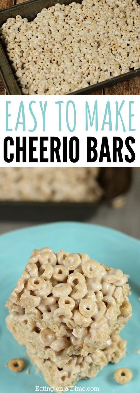 Cheerios And Marshmallows, Cereal Bars With Marshmallows, Cheerio Rice Crispy Treats, Cheerio Crispy Treats, Rice Krispie Treats With Cheerios, Large Marshmallow Recipes, Cheerio Squares, Cereal Bar Recipe, Classroom Recipes