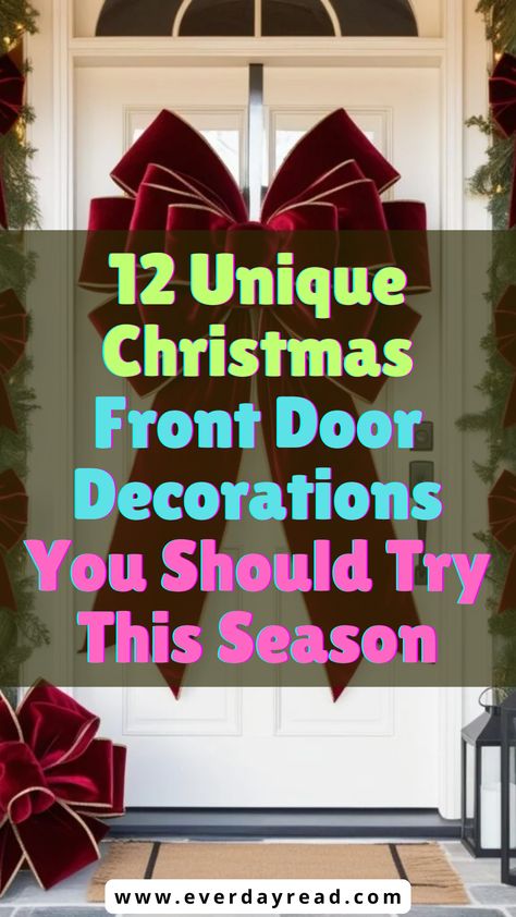 Christmas Decor Ideas For Doors Entrance, Front Door Xmas Decor Ideas, Front Door Christmas Decor Ideas, Christmas Front Door Decor Entrance, Christmas Front Door Decorations, Porch Christmas Lights, Christmas Decor For Front Door, Christmas Door Decorating, Front Door Decor Ideas