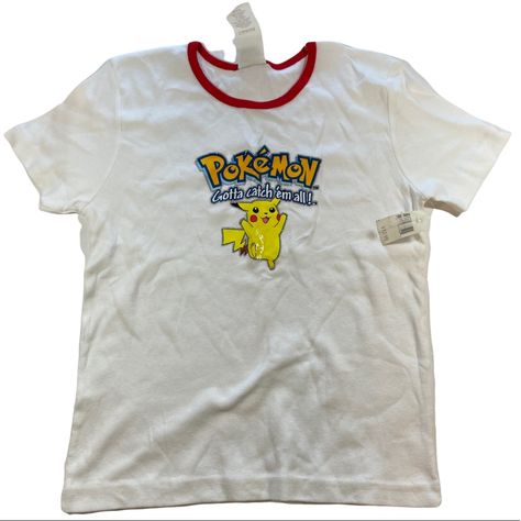 Brand: Nintendo/ Pokmon Condition: Deadstock Excellent Vintage Size: Medium Unisex Measurements: Pit To Pit Is About 17.5”, Hem Is About 17.5”, And Top To Bottom Is About 21”. ** All Measurements Have Been Made While Shirt Is Laying Flat And Are Approximate! This Is The Ultimate Collectors Item For Any Pokmon Trainer Out There! This White Shirt Sleeved, 100% Cotton Tee Shirt Is Ready For A New Home! Stand Out In The Crowd With This Real Deal Deadstock Gem! I Also Have Two Red Ones With The Same Pikachu Shirt, Geeky Clothes, Pokemon Clothes, Pokemon Shirts, 90s Shirts, Skating Outfits, Aesthetic Shirts, Little Outfits, Cute Fashion