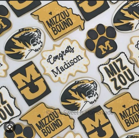 Mizzou Cookies, Mizzou Graduation Party, Cookies Ideas, Graduation Cookies, Grad Cards, Cookie Inspiration, Cut Out Cookies, Cookie Ideas, Event Inspiration