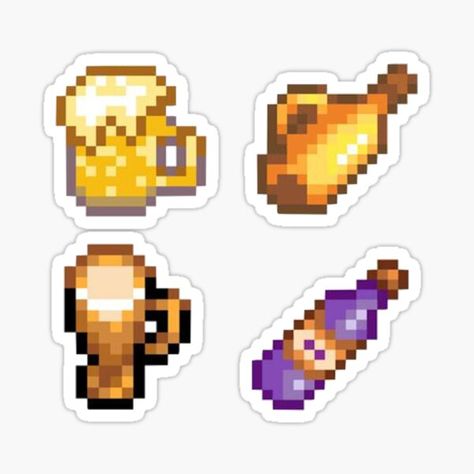 Stardew Valley Stickers, Minecraft Create, Drinks Alcohol, Pixel Pattern, Phone Stickers, Pixel Art Pattern, Stardew Valley, Craft Stickers, New Sticker