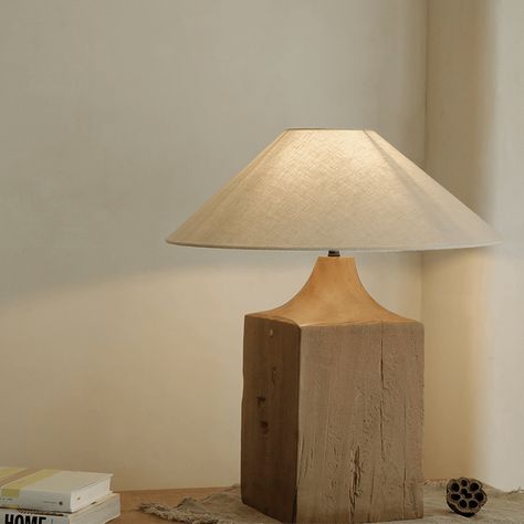 Old Wood Table, Diy Luminaire, Wood Step Stool, Linen Lampshade, Chic Lamp, Stone Lamp, Driftwood Lamp, Wood Table Lamp, Diy Light Fixtures