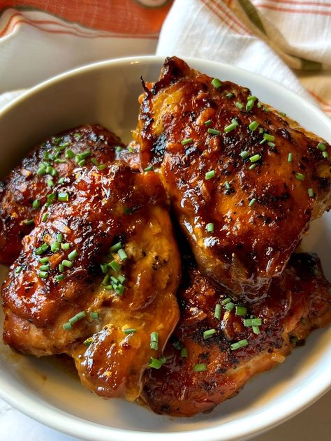 Slow Cooker Apricot Chicken - The Menu Maid Jewish Apricot Chicken, Chicken Theighs, Apricot Chicken Slow Cooker, Slow Cooker Apricot Chicken, Catalina Dressing, Apricot Preserves, Slow Cooker Chicken Thighs, Apricot Chicken, Pressure Cooker Chicken