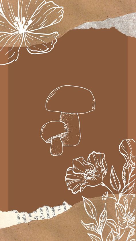 Boho Mushroom Wallpaper, Earthy Cartoon Aesthetic, Mushroom Iphone Wallpaper Aesthetic, Mushroom Asthetic Picture, Mushroom Asthetic Wallpers, Brown Mushroom Wallpaper, Wallpaper Backgrounds Mushrooms, Mushroom Mood Board, Mushroom Screensaver