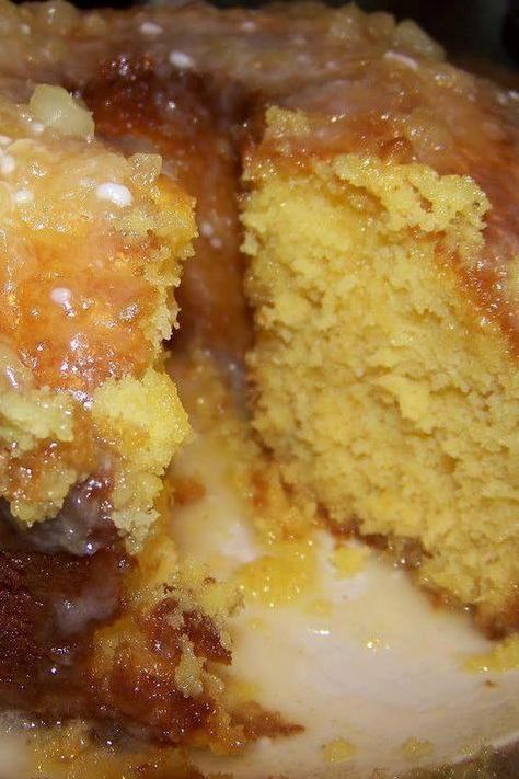 Pineapple Cake With Pineapple Glaze Pineapple Bundt Cake Recipe, Cake With Pineapple, Pear And Almond Cake, Pineapple Cake Recipe, Pineapple Glaze, Angel Food Cake Pan, Ladies Tea, Easter Food, Salty Cake