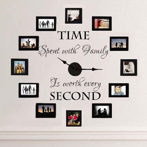 Family Lettering, Pallet Closet, Family Picture Frame, Picture Frame Clock, Family Wall Decals, 3d Wall Clock, Family Wall, Cool Ideas, Vinyl Wall Decals