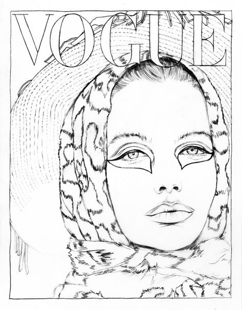 Veruschka von Lehndorff par Franco Rubartelli pour Vogue Paris - illustration de Cédric Rivrain Vogue Illustrations, Fashion Coloring Book, Coloring Pencils, Paris Illustration, Natasha Poly, Coloring Pages For Girls, Cartoon Coloring Pages, Claudia Schiffer, Coloring Pages To Print