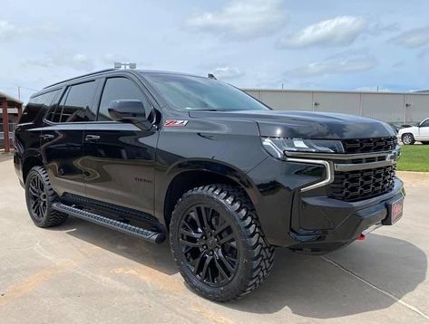 Blacked Out Tahoe, Chevy Suv Tahoe, 2022 Chevy Tahoe, Lifted Chevy Tahoe, Black Tahoe, Chevy Suv, Family Suv, Dream Car Garage, Bataan