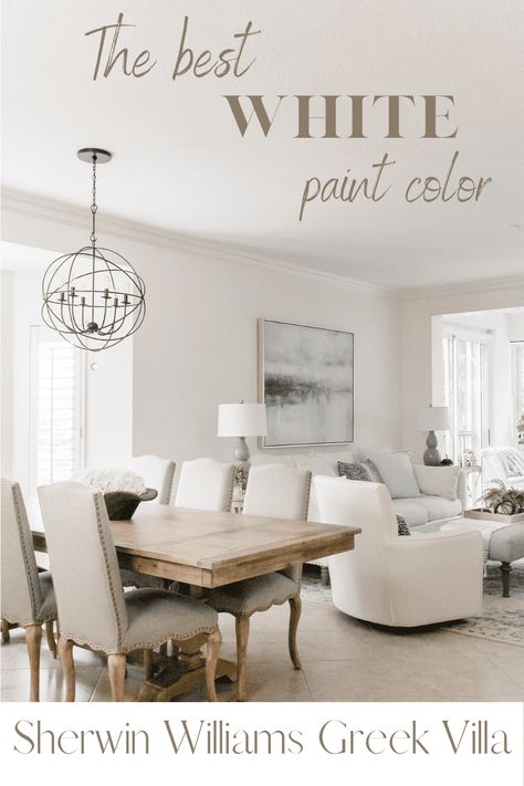 Creamy White Paint Colors, Sherwin Williams Greek Villa, Creamy White Paint, Greek Villa Sherwin Williams, Perfect White Paint, Off White Paint Colors, White Interior Paint, Greek Villa, White Paint Color