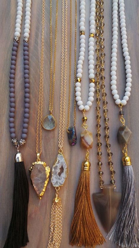 Necklace Stones, Tassel Necklace Boho, Winter Necklace, Beaded Tassel Necklace, Long Pearl Necklaces, Long Beaded Necklace, Tassel Jewelry, Epilator, Necklace Boho