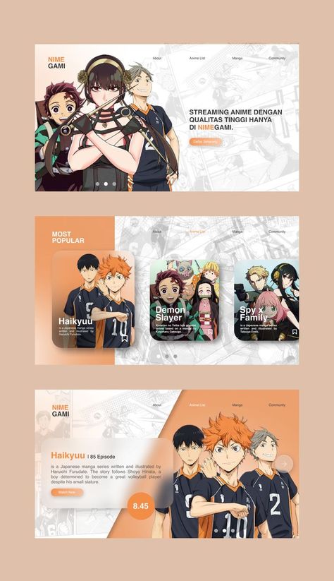 beberapa tampilan UI dari website streaming anime yang menggunakan style design UI saat ini. Desain Ux, Mise En Page Web, Posters Conception Graphique, Design Sites, Desain Ui, Desain Buklet, Best Website Design, Desain Editorial, Webdesign Inspiration