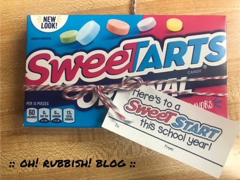 :: Here’s to a Sweet Start this School Year! :: SweeTARTS Candy :: First Day of School Teacher Gifts and Student Treats :: Back to School Gift Ideas :: Welcome Back School Treats :: Back To School Candy Ideas, Welcome Back Teacher Gifts From Admin, School Open House Treats, Back To School Treats For Students, Sunshine Cart, Teacher Incentives, Sweetarts Candy, Back To School Gift Ideas, Librarian Appreciation