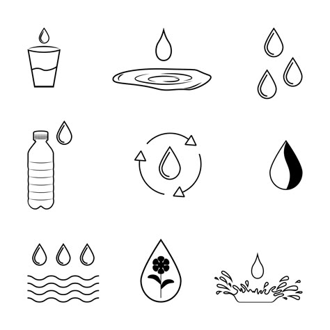 Water icons set Water Drop Tattoo, Water Bottle Logos, Logo Design Water, Hannah Tattoo, Gang Tattoos, Planet Drawing, Water Icon, Bottle Tattoo, Water Tattoo