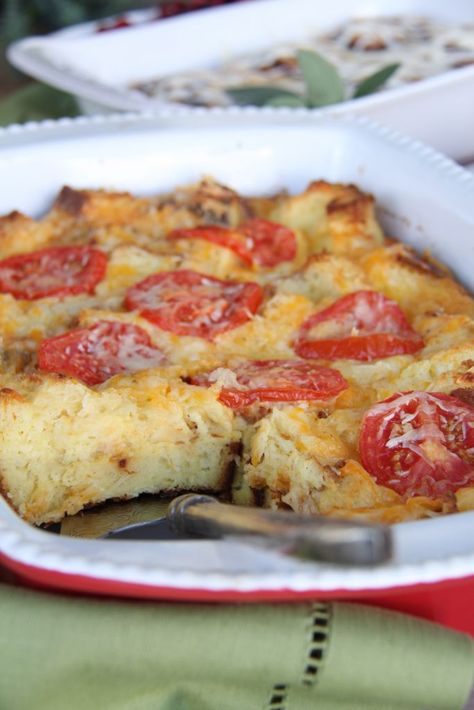 Christmas Morning Brioche and Tomato Bake Brioche Casserole, Christmas Breakfast Casseroles, Baked Tomato Recipes, Tomato Bake, Easy Christmas Breakfast, A Bountiful Kitchen, Bountiful Kitchen, Christmas Breakfast Casserole, Overnight Recipes