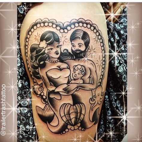 Mermaid family Mermaid Family Tattoo, Mermaid Family, Family Tattoo, Family Tattoos, Skull Tattoo, Body Art, Mermaid, Tattoos, Art