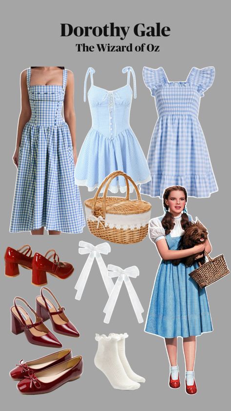 Blue Dress Red Shoes, Children's Book Characters Costumes, Dorothy The Wizard Of Oz, Easy Book Character Costumes, Easy Last Minute Halloween Costume, Dorothy Costume, Book Character Day, Dorothy Wizard Of Oz, Last Minute Halloween Costume