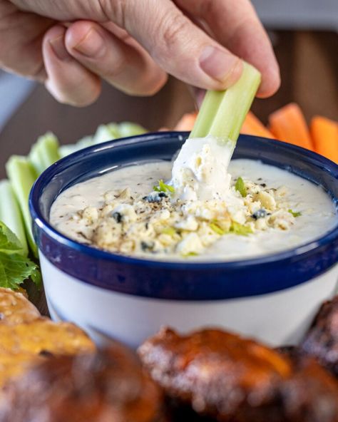 Homemade Blue Cheese Dressing - Chiles and Smoke Homemade Blue Cheese Dressing, Homemade Blue Cheese, Blue Cheese Dressing, Cheese Flavor, Worcestershire Sauce, Blue Cheese, Sour Cream, Cheese, Stuffed Peppers