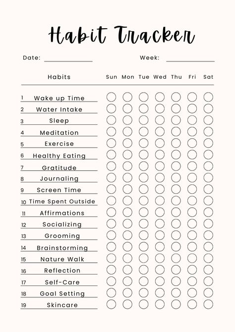 Morning Routine Habit Tracker, Light Pink Theme, Daily Habits Tracker, Daily Habit Tracker Printable, Daily Routine Tracker, Habits To Track, Habit Ideas, Productivity Tracker, Productive Routine