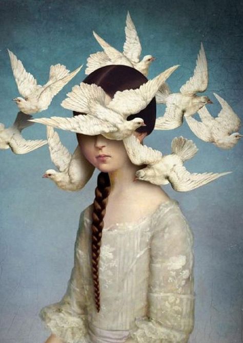 Surreal Bird Art, Surreal Art Beautiful, Brain Artwork, Emotion Art, Christian Schloe, Bird Brain, Pop Surrealism, Whimsical Art, Surreal Art