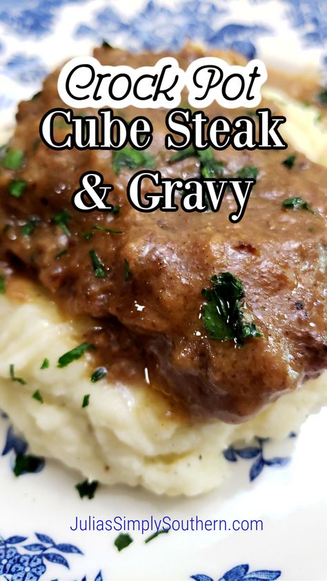 Cube Steak Crock Pot Recipes, Crock Pot Cube Steak, Beef Cube Steak Recipes, Crockpot Steak Recipes, Easy Brown Gravy, Cube Steaks, Beef Cubed Steak, Cube Steak And Gravy, Homemade Gravy Recipe