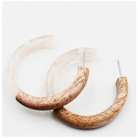 Stylish Hoop Earrings With A Soft Blend Of White Resin. Perfect For Real Any Occasion Gift Worthy Will Come To You Gift Wrapped Pack For Travel, Cruises Or That Get Away Pack For Travel, Wood And Resin, Earrings Color, Cruises, For Real, Natural Wood, Jewelry Earrings, Hoop Earrings, Women Jewelry