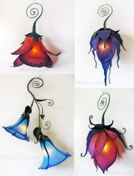 Faerie Art, Lampe Art Deco, Faery Art, Diy Lampe, Deco Nature, Flower Lamp, Glass Flowers, Fairy Houses, Fairy House