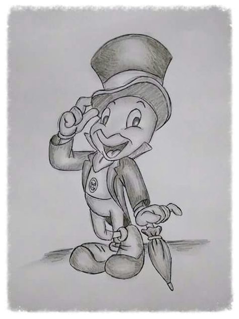 Jimney Cricket Tattoo, Jimmy Cricket Tattoo, Jiminy Cricket Drawing, Jiminy Cricket Tattoo, Disney Sleeve Tattoos, Disney Pop Art, Disney Doodles, Disney Drawings Sketches, Jiminy Cricket