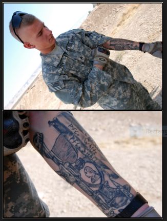 With every job there are conditions about tattoos, even in the army. As of April 10th, 2015 the army reversed on of it’s regulation about tattoos. There are no limits on size and or how many … Tattoos Wave, Gary Taylor, Flag Tattoos, Small Wave Tattoo, Army Tattoos, Women Tattoos, Military Tattoos, Watercolor Backgrounds, Mandala Floral