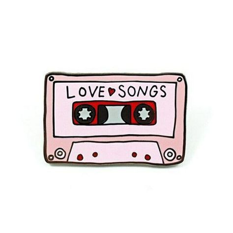 #Love #Songs #Pin #Cassette #Tape #Lover #Retro #Music #Creative #Art #Badge #Symbol #Emblem Patches And Pins, Spotify Covers, Enamel Lapel Pin, Pins And Patches, Cool Pins, Music Covers, Playlist Covers, Retro Music, Cassette Tape