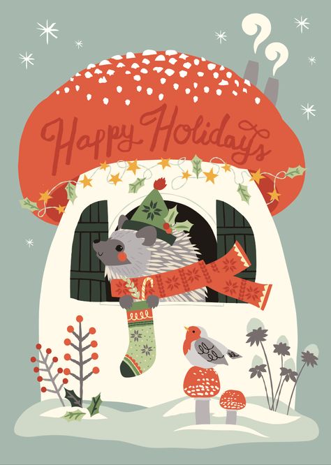 Hedgehog Christmas, 동화 삽화, Illustration Christmas, Christmas Illustrations, Winter Illustration, Woodland Christmas, Winter Art, Art Licensing, Arte Popular