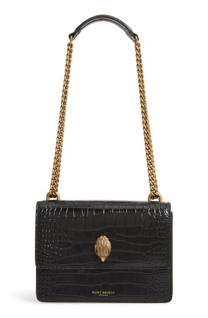 KURT GEIGER LONDON SHOREDITCH CROCODILE EMBOSSED LEATHER CROSSBODY BAG - BLACK. #kurtgeigerlondon #bags #shoulder bags #leather #crossbody #crystal London Shoreditch, Shoreditch London, Convertible Crossbody Bag, Leather Camera Bag, Quilted Crossbody Bag, Black Leather Crossbody Bag, Eagle Head, Kurt Geiger, Leather Hobo