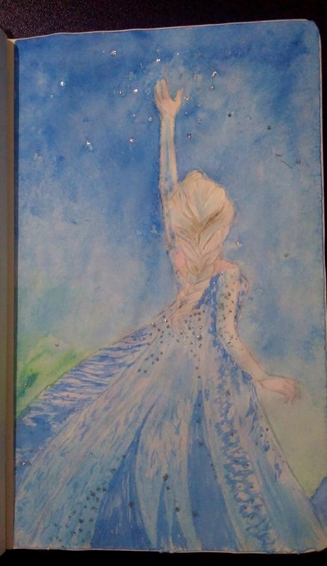 watercolor painting Elsa ( frozen ) ......... you tube - Sneha Sharma Art #frozen #painting #watercolor #Disney #cute Frozen Watercolor Painting, Princess Watercolor Art, Disney Watercolor Paintings, Elsa Watercolor, Frozen Watercolor, Elsa Painting, Frozen Birthday Cards, Frozen Painting, Frozen Diy