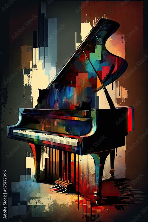 Piano Abstract Art, Abstract Music Art, Jazz Music Art, Piano Painting, Music Art Painting, Blue Art Painting, Abstract Artwork Painting, Pen Art Work, Pop Art Images