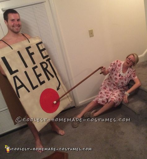 Best Diy Halloween Costumes, Funny Couple Costumes, Life Alert, Funny Couple Halloween Costumes, Diy Couples Costumes, Couple Costume, Couple Costumes, Couples Halloween Outfits, Holloween Costume