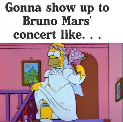 Accurate! Funny Homer Simpson meme. Every Hooligan will show up like this for a Bruno Mars concert! I mean who wouldn't? Planning Tools, Severus Snape, Komik Internet Fenomenleri, What’s Going On, Kiss You, The Simpsons, Say Hi, Best Memes, Tron