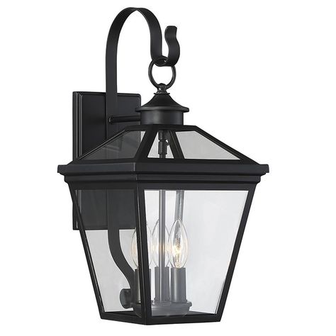 Savoy House 5-141-BK Ellijay Three-Light Outdoor Wall Mount Lantern Rustic Transitional, Wall Mount Lantern, Savoy House Lighting, Architectural Materials, Black Outdoor Wall Lights, Savoy House, Roof Panels, Outdoor Wall Lantern, Wall Lantern