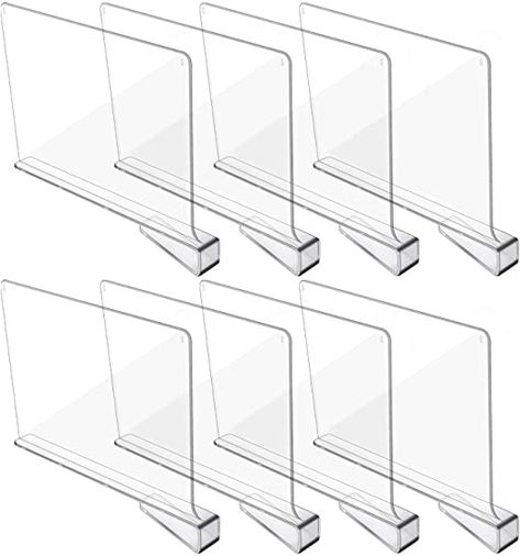 Amazon.com: Hmdivor Clear Acrylic Shelf Dividers, Closets Shelf and Closet Separator for for Organization in Bedroom, Kitchen and Office Shelves (8 Pack): Home & Kitchen Closet Shelf Dividers, Office Shelves, Closet Shelf, Office Shelf, Closet Dividers, Closet Shelf Organization, Shelf Dividers, Acrylic Shelf, Linen Closet Organization