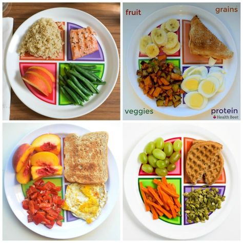 4 Portion Control Plates That Get Results - Health Beet Healthy Food Plate, Food Schedule, Nutrition Plate, Portion Plate, Diet Plate, Healthy Plate, Overnight Oat, Balanced Breakfast, Makanan Diet