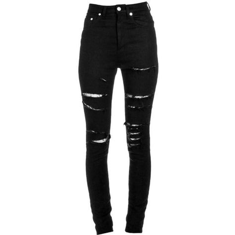 Preowned Saint Laurent Black Distressed Skinny Jeans W/ Fishnet Inset... (370 CAD) ❤ liked on Polyvore featuring jeans, bottoms, pants, black, destroyed denim skinny jeans, destructed jeans, distressed jeans, skinny jeans and torn skinny jeans Emo Wardrobe, Emo Jeans, Distressing Jeans, Cute Ripped Jeans, Saint Laurent Jeans, Destructed Jeans, Jeans Destroyed, Torn Jeans, Zipper Jeans