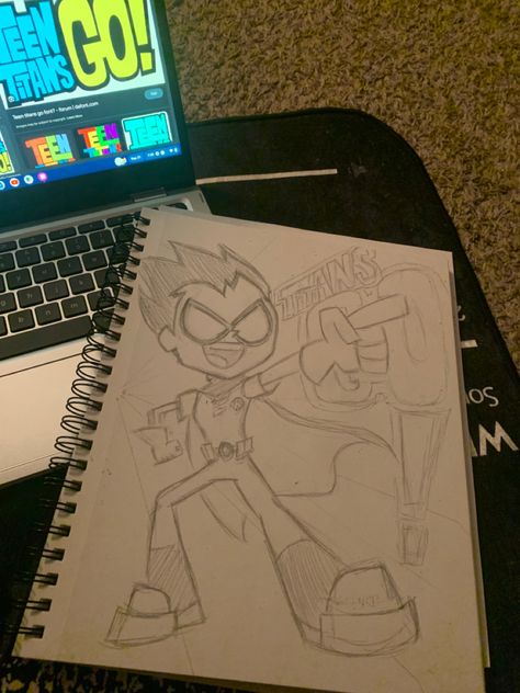 More sketches on my account :) Drawing Ideas Movie Characters, Teen Titans Drawing Sketches, Drawing Movie Characters, Back To The Future Drawing, Teen Titans Drawing, Robin Sketch, Teen Titans Drawings, Halloween Sketchbook, Sketch Marvel