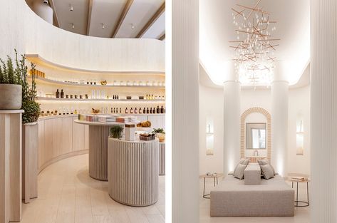 Skin Care Store Interior Design, Luxury Retail Store Interior Design, Cosmetic Shop Design Ideas, Luxury Retail Store, Luxury Health, Pharmacy Decor, Hospitality Interior Design, Spa Interior Design, Retail Store Interior Design