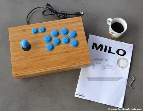 I came up with the idea to design a retro looking bamboo arcade controller. I started investigating where I could easily obtain it. IKEA of course! Arcade Controller, Artist Workspace, Arcade Stick, Ikea Finds, Diy Gadgets, Raspberry Pi Projects, Arcade Cabinet, Diy Ikea Hacks, Ikea Hackers