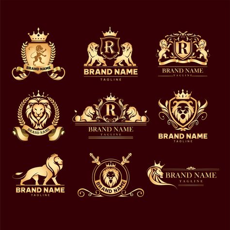 Lion Logo Design Graphics, Crown Logo Png, Lion Crown Logo, Crown Graphic Design, Crown Logo Design, Lion With Crown, Crown Graphic, Vector Gradient, Lion Tattoo Design