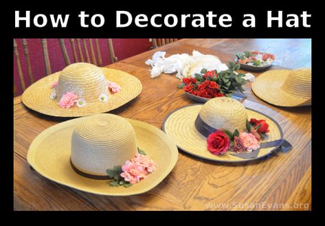 How To Decorate A Hat Ideas, How To Decorate A Hat, Easter Hats, Spring Hats, Floral Hat, Homeschool Art, Diy Hat, Art Activities For Kids, Pin Art