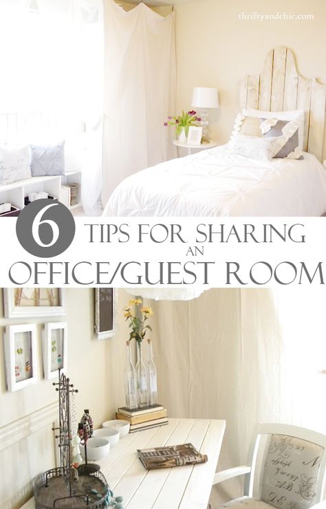 Keep these tips in mind for reorganization of office/guest room (downstairs) | ThrifyandChic.com Spare Room Office, Bedroom Office Combo, Room For Guests, Guest Room Office Combo, Office And Guest Room, Guest Bedroom Home Office, Office Guest Bedroom, Guest Bedroom/office, Home Office/guest Room